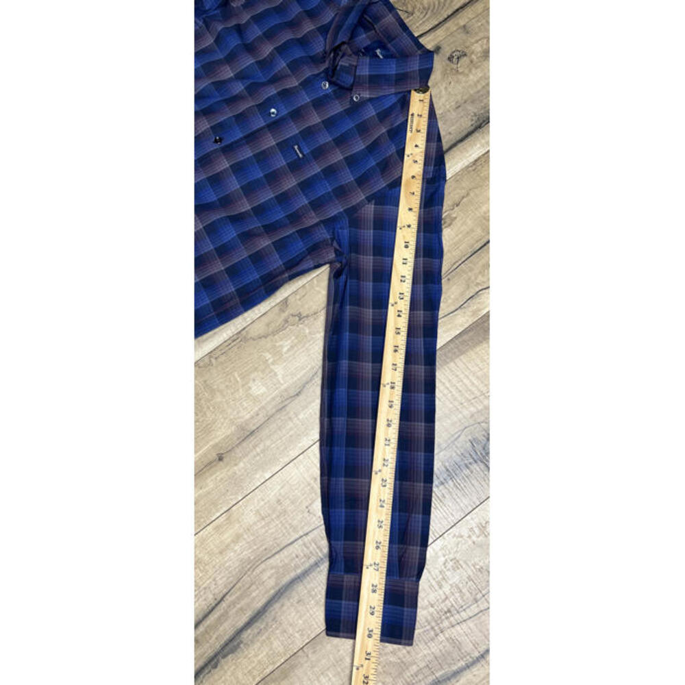 FACONNABLE Club Button-Down Shirt M Blue Plaid Cotton Long Sleeve Preppy. - Picture 6 of 11